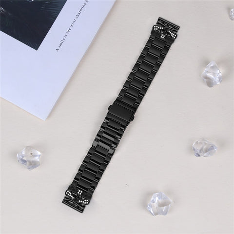 Replacement Strap for Huawei Watch GT 3 Pro 43mm Butterfly Rhinestones Decor Metal Watch Band