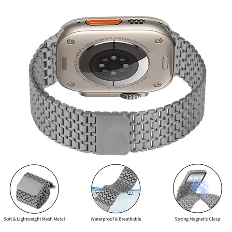 Watch Strap For Apple Watch Series 11 10 42mm / 9 8 7 41mm / SE3 SE2 SE 6 5 4 40mm / 3 2 1 38mm Bands Stainless Steel Magnetic Clasp Watchband