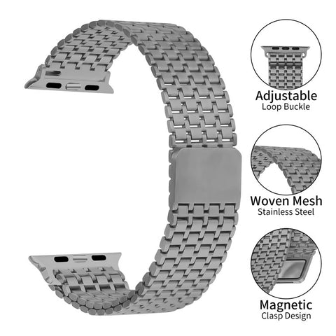 Watch Strap For Apple Watch Series 11 10 42mm / 9 8 7 41mm / SE3 SE2 SE 6 5 4 40mm / 3 2 1 38mm Bands Stainless Steel Magnetic Clasp Watchband