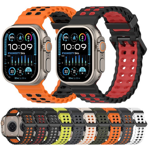 Watch Band for Apple Watch Ultra 3 2 1 49mm / Series 11 10 46mm / 9 8 7 45mm / SE3 SE2 SE 6 5 4 44mm / 3 2 1 42mm Dual Color Silicone Strap