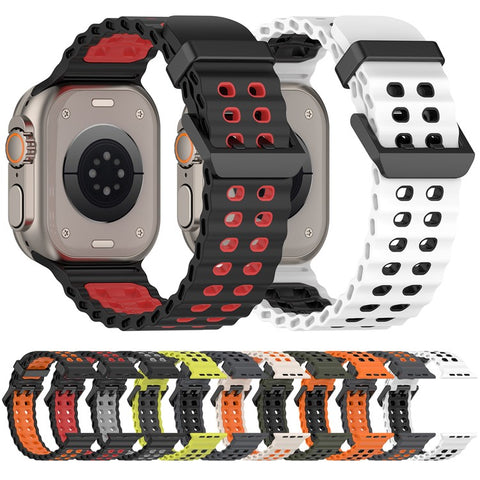 Watch Band for Apple Watch Ultra 3 2 1 49mm / Series 11 10 46mm / 9 8 7 45mm / SE3 SE2 SE 6 5 4 44mm / 3 2 1 42mm Dual Color Silicone Strap
