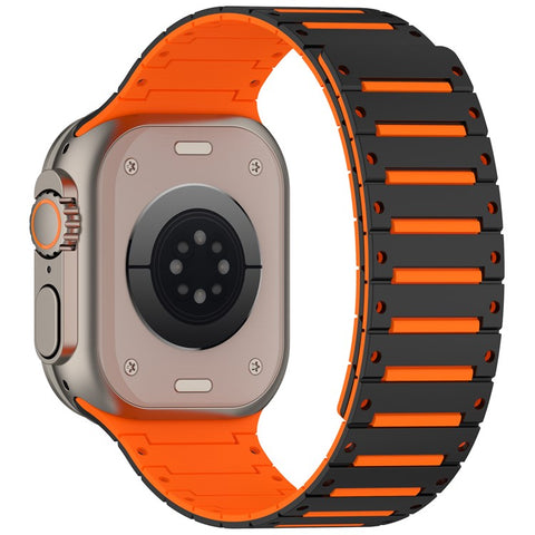 Silicone Strap for Apple Watch Ultra 3 2 1 49mm / Series 11 10 46mm / 9 8 7 45mm / SE3 SE2 SE 6 5 4 44mm / 3 2 1 42mm Dual Color Magnetic Watch Band