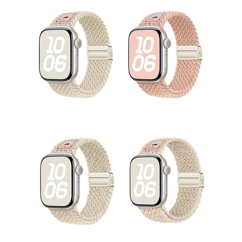 Nylon Strap for Apple Watch Series 11 10 42mm / 9 8 7 41mm / SE3 SE2 SE 6 5 4 40mm / 3 2 1 38mm Magnetic Buckle Braided Watch Band