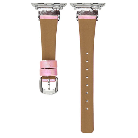 Watch Strap for Apple Watch Series 11 10 42mm / 9 8 7 41mm / SE3 SE2 SE 6 5 4 40mm / 3 2 1 38mm Leather Band Butterfly Joint Rhinestones Decor