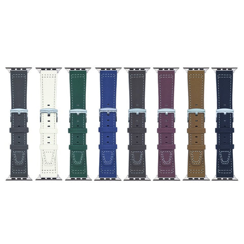 Watch Band for Apple Watch Ultra 3 2 1 49mm / Series 11 10 46mm / 9 8 7 45mm / SE3 SE2 SE 6 5 4 44mm / 3 2 1 42mm Adjustable Leather Wrist Strap