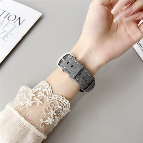 For Huawei Watch GT 5 46mm Plaid Texture Watch Band 22mm Adjustable Leather Wrist Strap