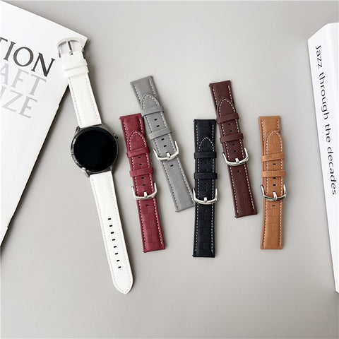 For Huawei Watch GT 5 46mm Plaid Texture Watch Band 22mm Adjustable Leather Wrist Strap