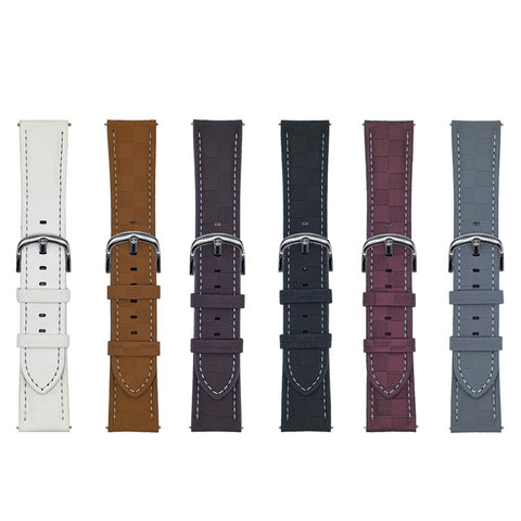 For Huawei Watch GT 5 46mm Plaid Texture Watch Band 22mm Adjustable Leather Wrist Strap