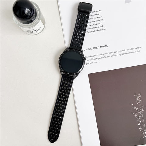 22mm Watch Band For Huawei Watch GT 5 46mm  /  GT 5 Pro 46mm Square Magnetic Buckle Perforated Silicone Strap