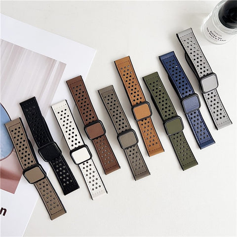 22mm Watch Band For Huawei Watch GT 5 46mm  /  GT 5 Pro 46mm Square Magnetic Buckle Perforated Silicone Strap