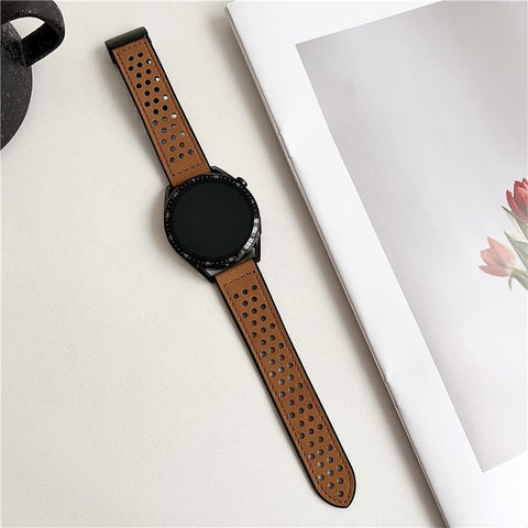 For Huawei Watch GT 5 41mm Watch Band 18mm Magnetic Buckle Perforated Silicone Strap