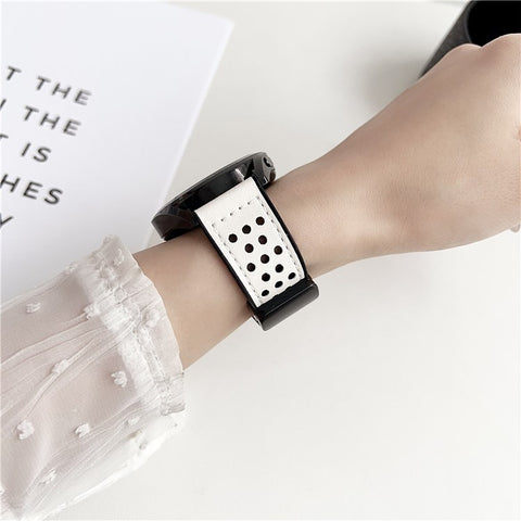 For Huawei Watch GT 5 41mm Watch Band 18mm Magnetic Buckle Perforated Silicone Strap