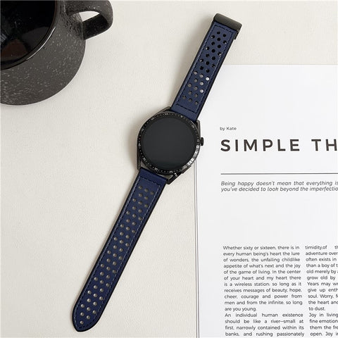 For Samsung Galaxy Watch7 44mm  /  40mm Watch Band 20mm Magnetic Buckle Perforated Silicone Strap