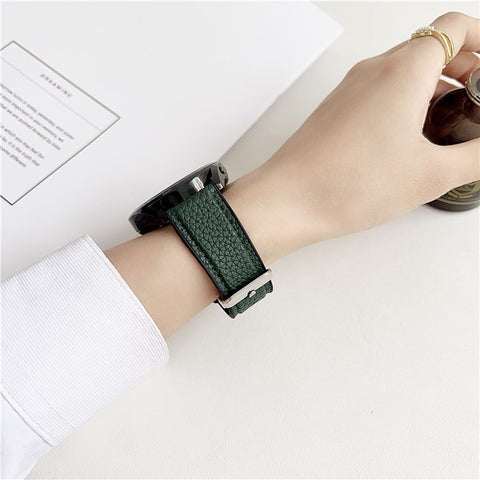 For Samsung Galaxy Watch7 44mm  /  40mm Watch Band 20mm Metal Buckle Litchi Texture Silicone Strap