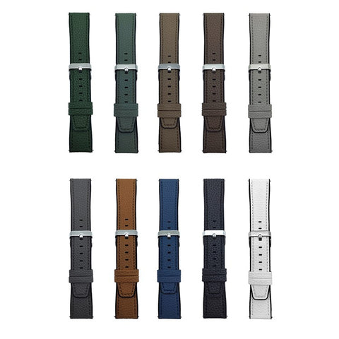 For Samsung Galaxy Watch7 44mm  /  40mm Watch Band 20mm Metal Buckle Litchi Texture Silicone Strap