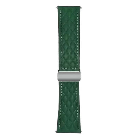 For Samsung Galaxy Watch7 44mm  /  40mm Watch Band 20mm Magnetic Starlight Buckle Rhombus Texture Leather Strap