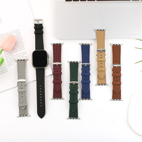 Watch Band For Apple Watch Series 11 10 42mm / 9 8 7 41mm / SE3 SE2 SE 6 5 4 40mm / 3 2 1 38mm Quick Release Buckle Dragon Scale Texture Leather Strap
