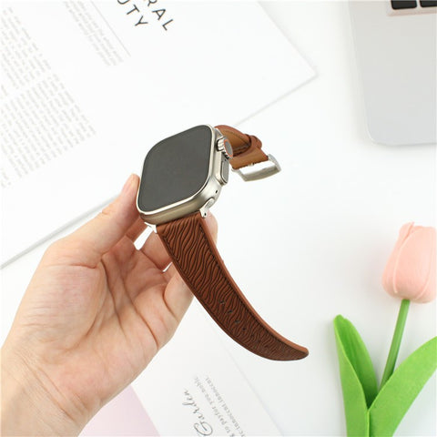 Watch Band For Apple Watch Ultra 3 2 1 49mm / Series 11 10 46mm / 9 8 7 45mm / SE3 SE2 SE 6 5 4 44mm / 3 2 1 42mm Dragon Scale Texture Leather Strap