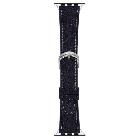 Adjustable Strap for Apple Watch Series 11 10 42mm / 9 8 7 41mm / SE3 SE2 SE 6 5 4 40mm / 3 2 1 38mm Glitter Leather Watch Band