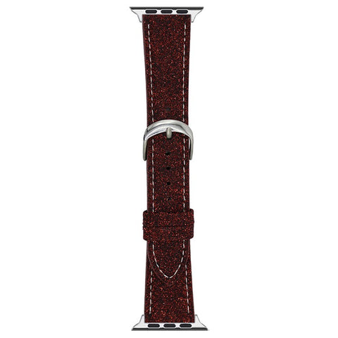 Adjustable Strap for Apple Watch Series 11 10 42mm / 9 8 7 41mm / SE3 SE2 SE 6 5 4 40mm / 3 2 1 38mm Glitter Leather Watch Band