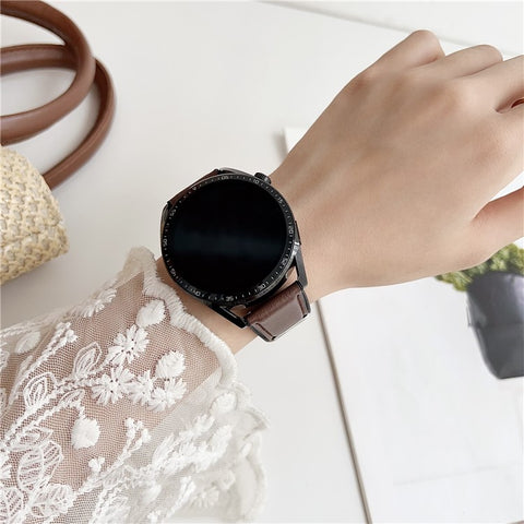 20mm Watch Band for Samsung Galaxy Watch7 44mm / 40mm Flat End Napa Texture PU Covered Silicone Strap