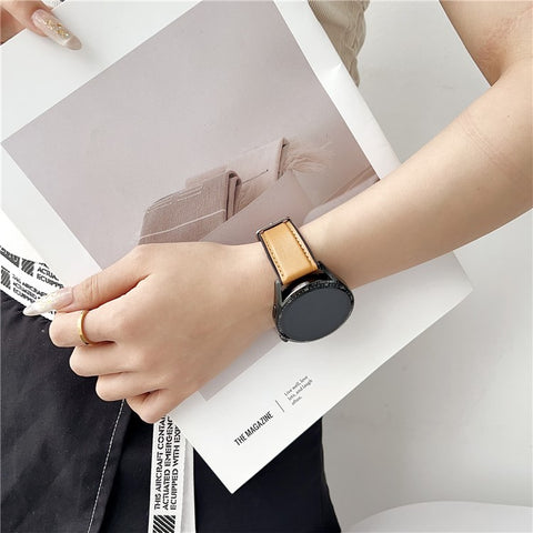 20mm Watch Band for Samsung Galaxy Watch7 44mm / 40mm Flat End Napa Texture PU Covered Silicone Strap