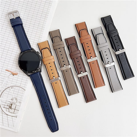 20mm Watch Band for Samsung Galaxy Watch7 44mm / 40mm Flat End Napa Texture PU Covered Silicone Strap