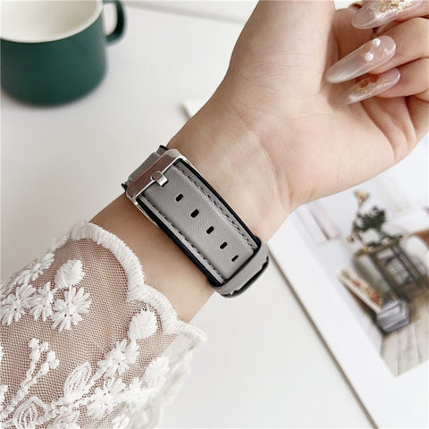 Watch Band for Apple Watch Series 11 10 42mm / 9 8 7 41mm / SE3 SE2 SE 6 5 4 40mm / 3 2 1 38mm Napa Texture PU Covered Silicone Strap
