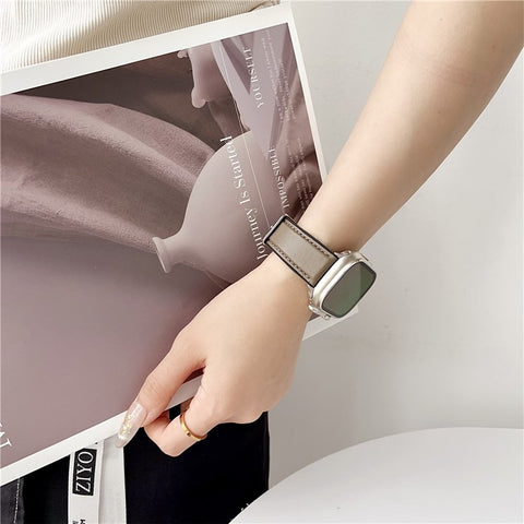 Watch Band for Apple Watch Series 11 10 42mm / 9 8 7 41mm / SE3 SE2 SE 6 5 4 40mm / 3 2 1 38mm Napa Texture PU Covered Silicone Strap