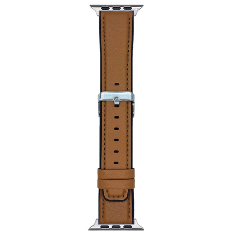Watch Band for Apple Watch Series 11 10 42mm / 9 8 7 41mm / SE3 SE2 SE 6 5 4 40mm / 3 2 1 38mm Napa Texture PU Covered Silicone Strap