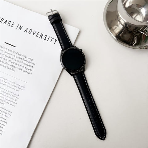 For Samsung Galaxy Watch7 44mm / 40mm Nappa Texture Watch Band 20mm Adjustable Leather Wrist Strap