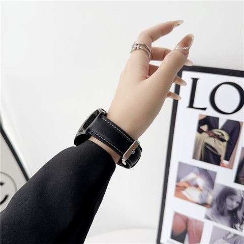 For Samsung Galaxy Watch7 44mm / 40mm Nappa Texture Watch Band 20mm Adjustable Leather Wrist Strap