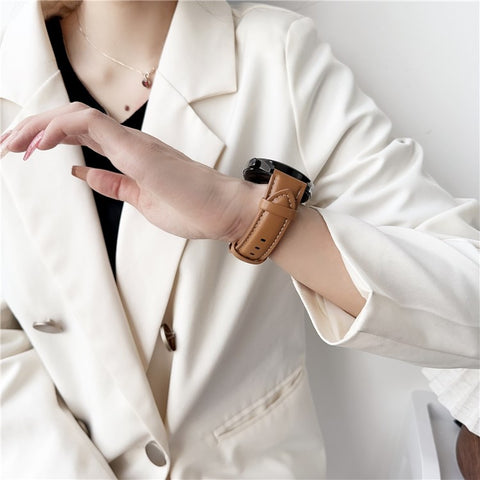 For Samsung Galaxy Watch7 44mm / 40mm Nappa Texture Watch Band 20mm Adjustable Leather Wrist Strap