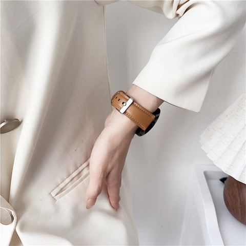 For Samsung Galaxy Watch7 44mm / 40mm Nappa Texture Watch Band 20mm Adjustable Leather Wrist Strap