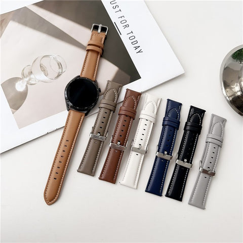 For Samsung Galaxy Watch7 44mm / 40mm Nappa Texture Watch Band 20mm Adjustable Leather Wrist Strap