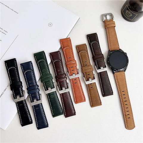 22mm Universal Bands For Huawei Watch GT 5 46mm Genuine Leather Watchband Wrist Strap