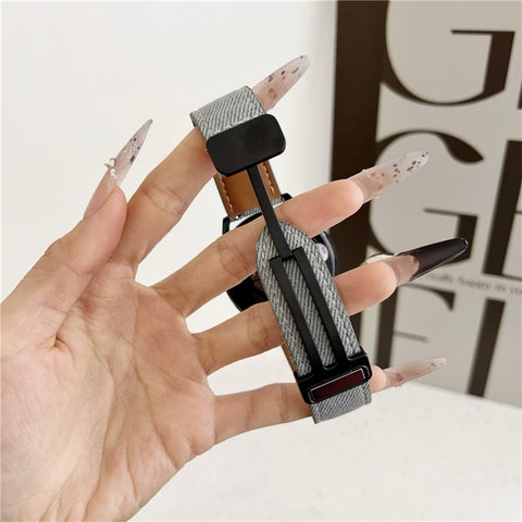 20mm Universal Watch Band For Samsung Galaxy Watch7  /  Watch6 Magnetic Buckle Leather Nylon Wrist Strap