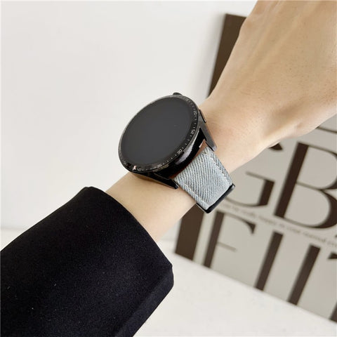 22mm Universal Watch Band For Huawei Watch GT 5 46mm Magnetic Buckle Leather Nylon Wrist Strap