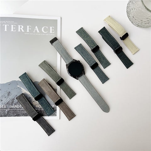 22mm Universal Watch Band For Huawei Watch GT 5 46mm Magnetic Buckle Leather Nylon Wrist Strap