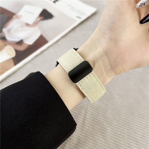 Watch Band For Apple Watch Ultra 3 2 1 49mm / Series 11 10 46mm / 9 8 7 45mm / SE3 SE2 SE 6 5 4 44mm / 3 2 1 42mm Magnetic Buckle Leather Nylon Wrist Strap