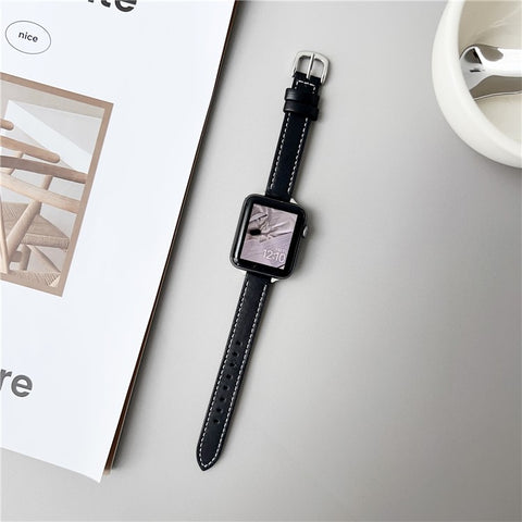 Genuine Lambskin Leather Bands For Apple Watch Series 11 10 42mm / 9 8 7 41mm / SE3 SE2 SE 6 5 4 40mm / 3 2 1 38mm Wrist Strap