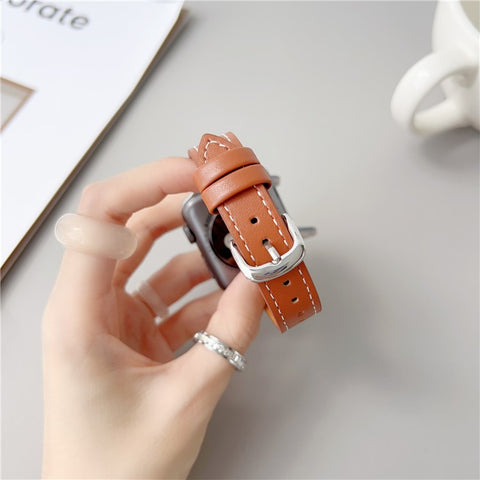 Genuine Lambskin Leather Bands For Apple Watch Series 11 10 42mm / 9 8 7 41mm / SE3 SE2 SE 6 5 4 40mm / 3 2 1 38mm Wrist Strap