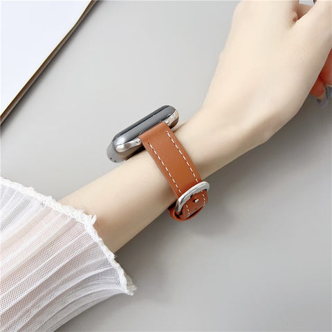 Genuine Lambskin Leather Bands For Apple Watch Series 11 10 42mm / 9 8 7 41mm / SE3 SE2 SE 6 5 4 40mm / 3 2 1 38mm Wrist Strap