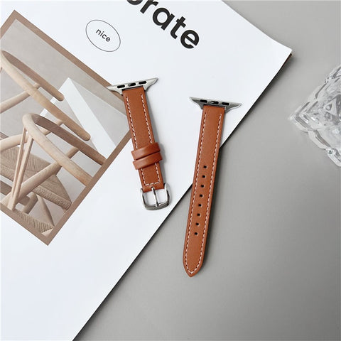 Genuine Lambskin Leather Bands For Apple Watch Series 11 10 42mm / 9 8 7 41mm / SE3 SE2 SE 6 5 4 40mm / 3 2 1 38mm Wrist Strap