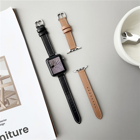 Genuine Lambskin Leather Bands For Apple Watch Series 11 10 42mm / 9 8 7 41mm / SE3 SE2 SE 6 5 4 40mm / 3 2 1 38mm Wrist Strap