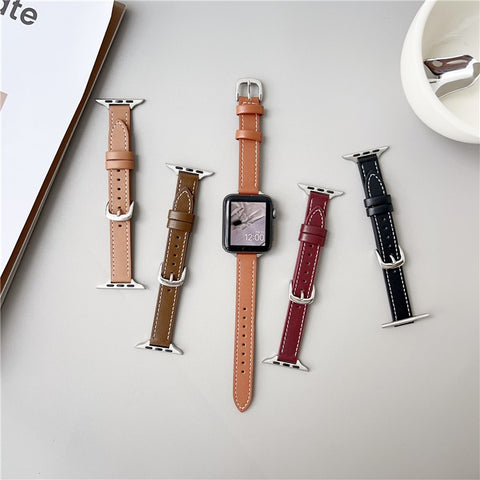 Genuine Lambskin Leather Bands For Apple Watch Series 11 10 42mm / 9 8 7 41mm / SE3 SE2 SE 6 5 4 40mm / 3 2 1 38mm Wrist Strap
