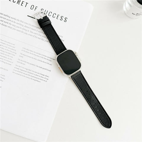 Watch Band For Apple Watch Ultra 3 2 1 49mm / Series 11 10 46mm / 9 8 7 45mm / SE3 SE2 SE 6 5 4 44mm / 3 2 1 42mm Silicone Leather Coated Wrist Strap
