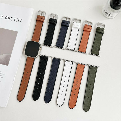 Watch Band For Apple Watch Ultra 3 2 1 49mm / Series 11 10 46mm / 9 8 7 45mm / SE3 SE2 SE 6 5 4 44mm / 3 2 1 42mm Silicone Leather Coated Wrist Strap