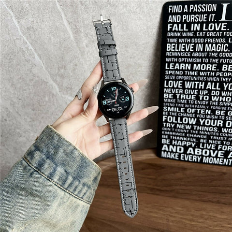 Leather Wrist Straps with Pattern For Huawei Watch GT 5 46mm 22mm Universal Watch Bands