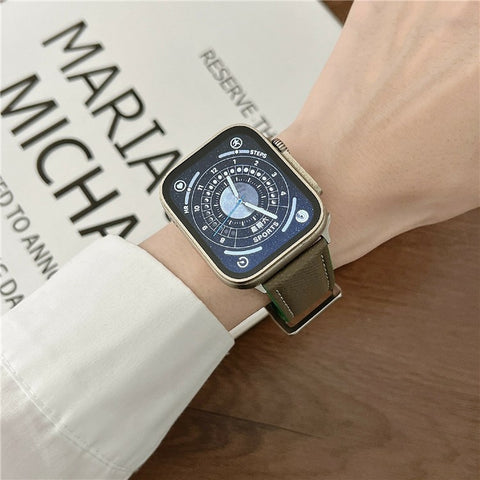 Dual Color Leather Bands For Apple Watch Ultra 3 2 1 49mm / Series 11 10 46mm / 9 8 7 45mm / SE3 SE2 SE 6 5 4 44mm / 3 2 1 42mm Watchbands Wrist Strap